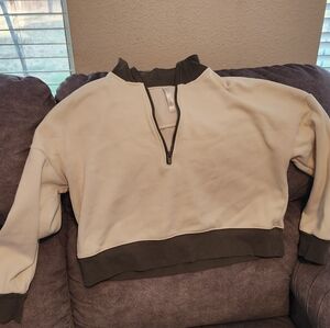 Cream fabletics crop sweat shirt